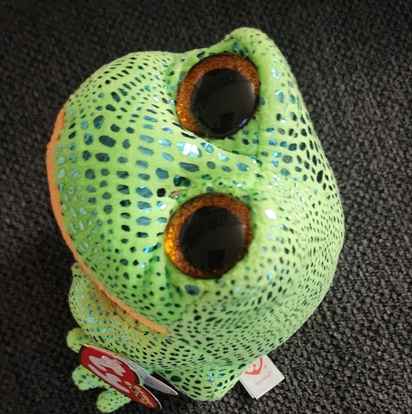 Ty Beanie Boo Speckles Green and Orange Frog Plush Toy - Picture 7 of 7